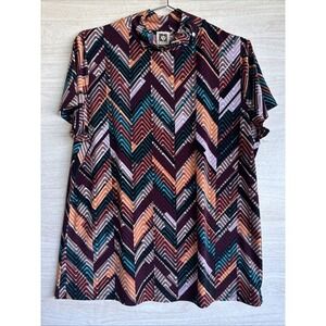 Anne Klein Chevron stripe blouse Sz Lg